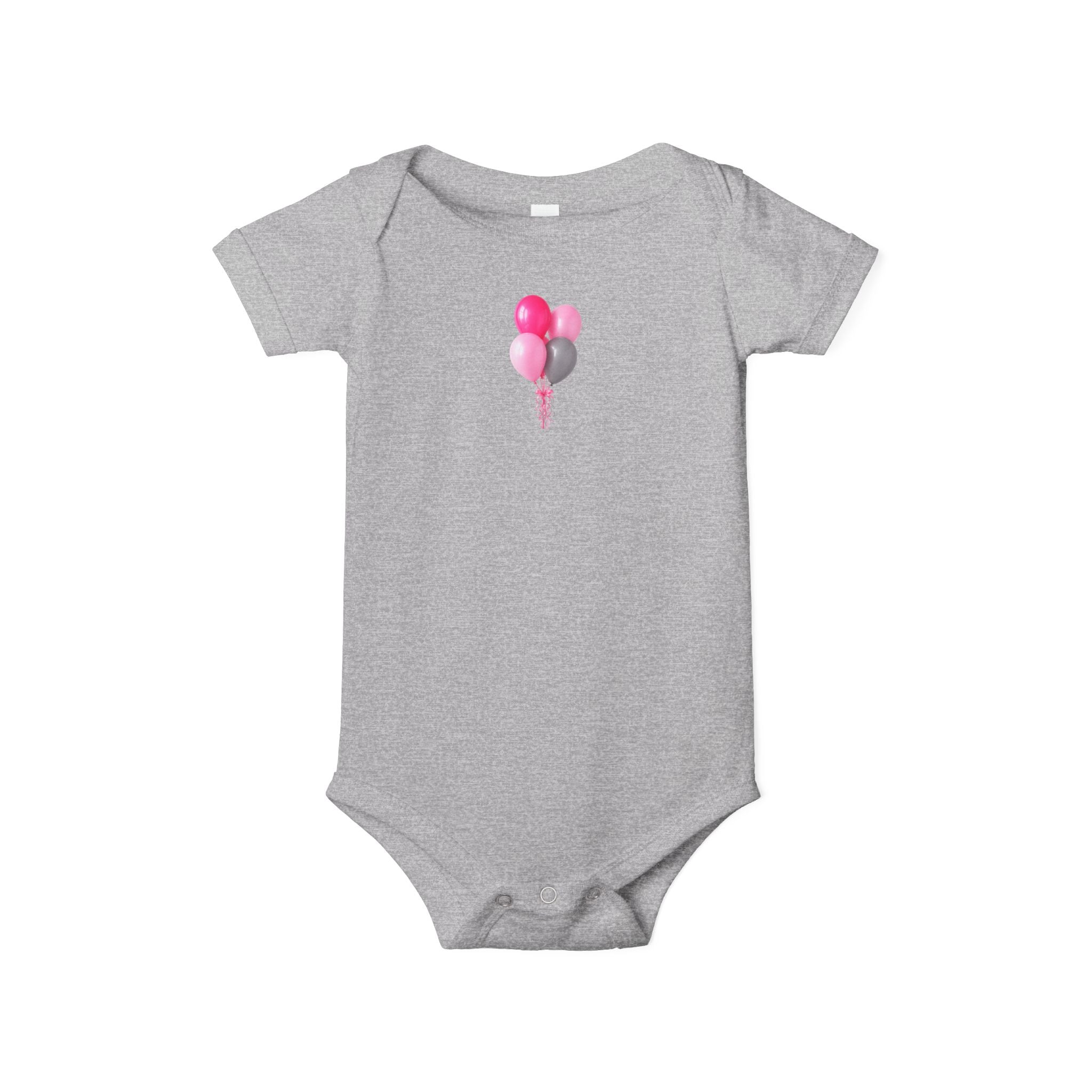 Infant Bodysuit with Pink & Gray Balloon Graphic – Newborn Baby One-Piece
