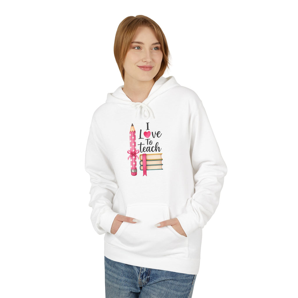Teacher Love Hoodie — "I Love to Teach" Pencil & Books Crewneck