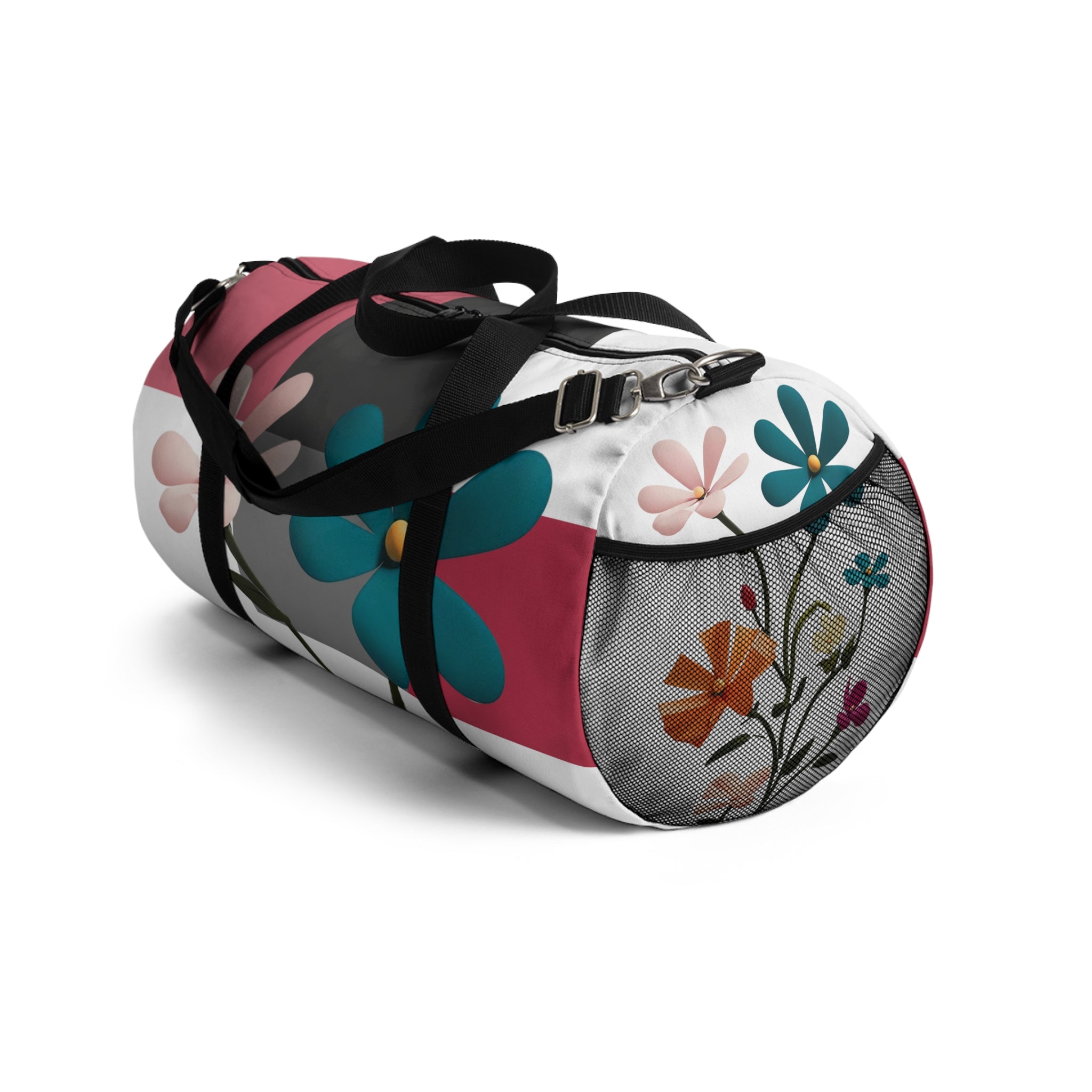 Floral Retro Duffel Bag — Durable Small or Large Colorful Daisies Travel & Gym Bag
