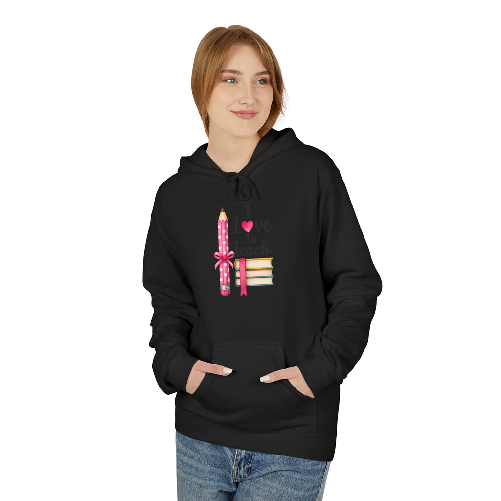 Teacher Love Hoodie — "I Love to Teach" Pencil & Books Crewneck