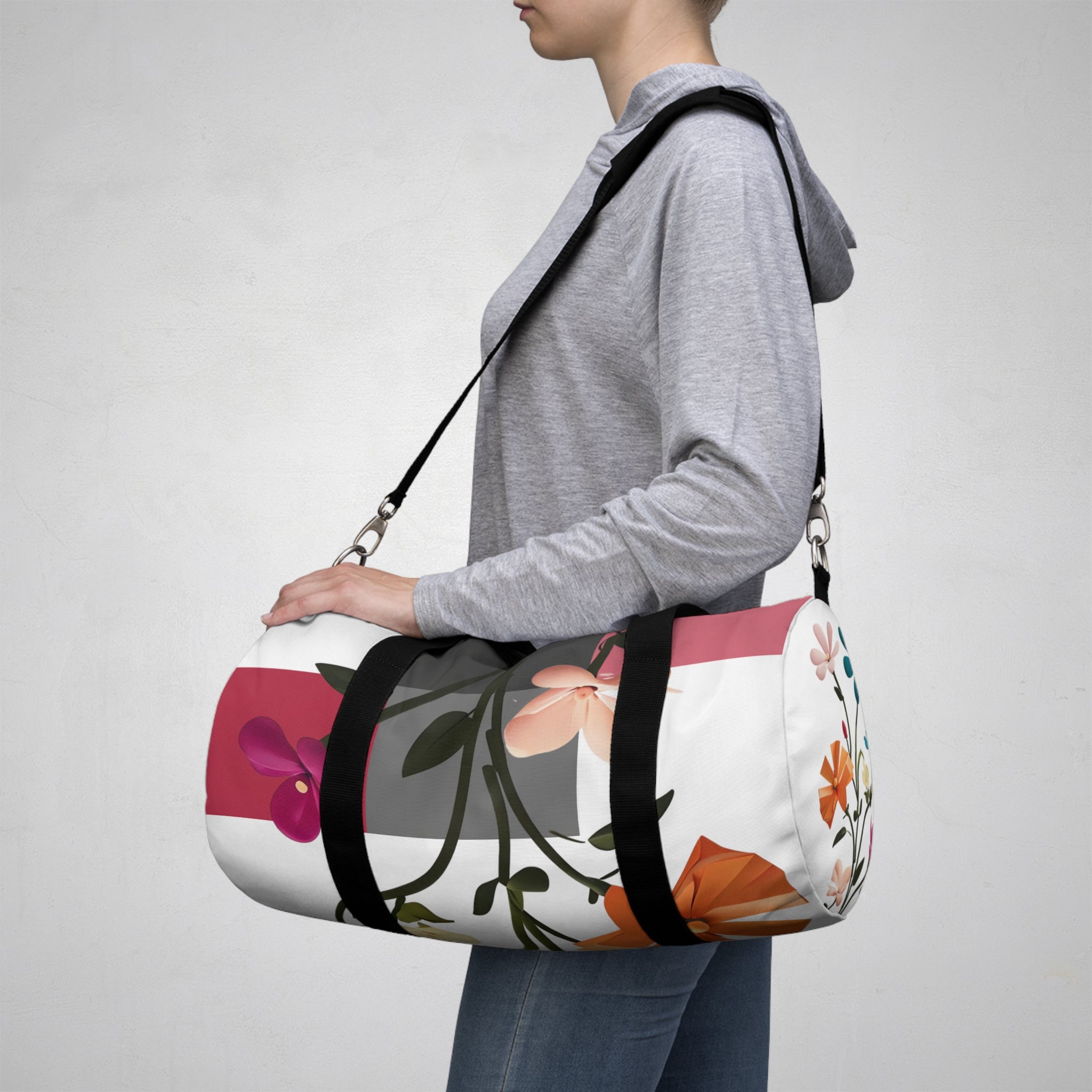 Floral Retro Duffel Bag — Durable Small or Large Colorful Daisies Travel & Gym Bag
