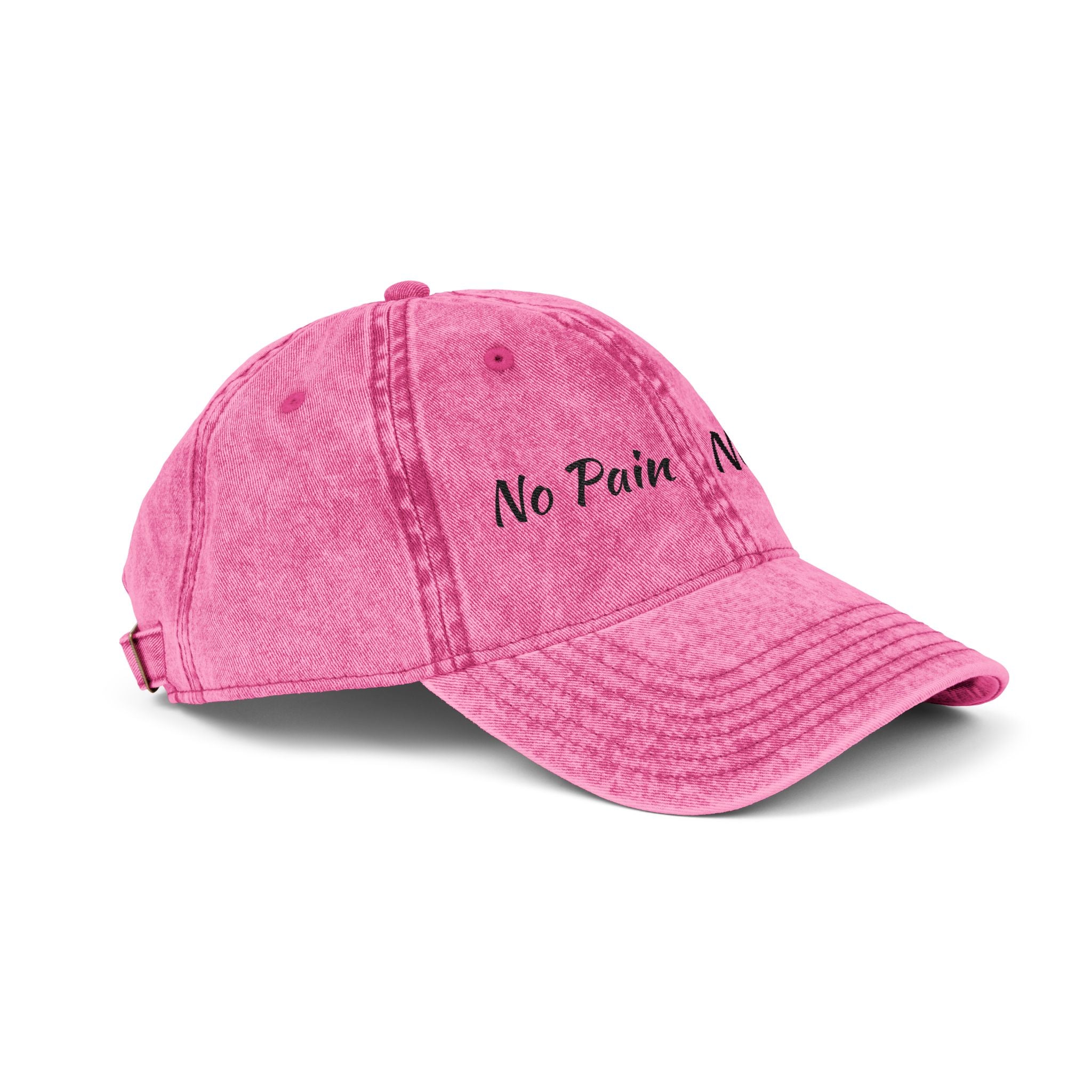 No Pain No Gain Embroidered Vintage Cap - Washed Red Dad Hat for Gym & Casual Wear