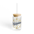 "Congratulations" Star  16oz Glass Tumbler with Straw & Bamboo Lid