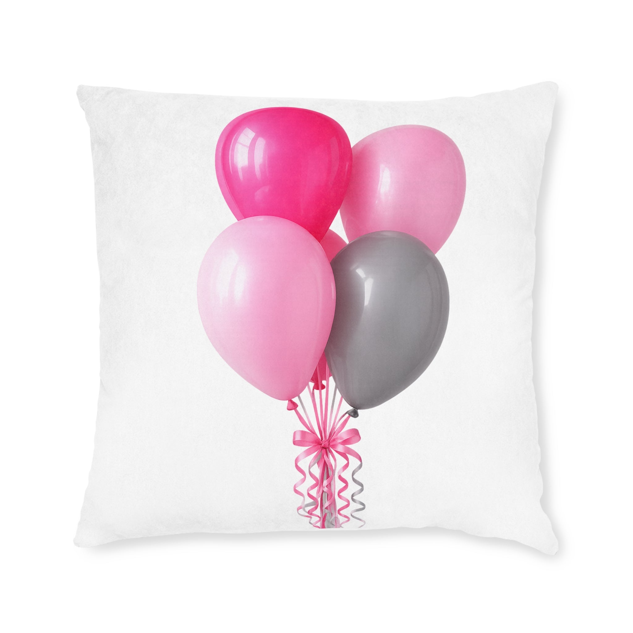 Balloon Bouquet Square Pillow – Pink & Gray Party Decorative Throw Pillow- double sided