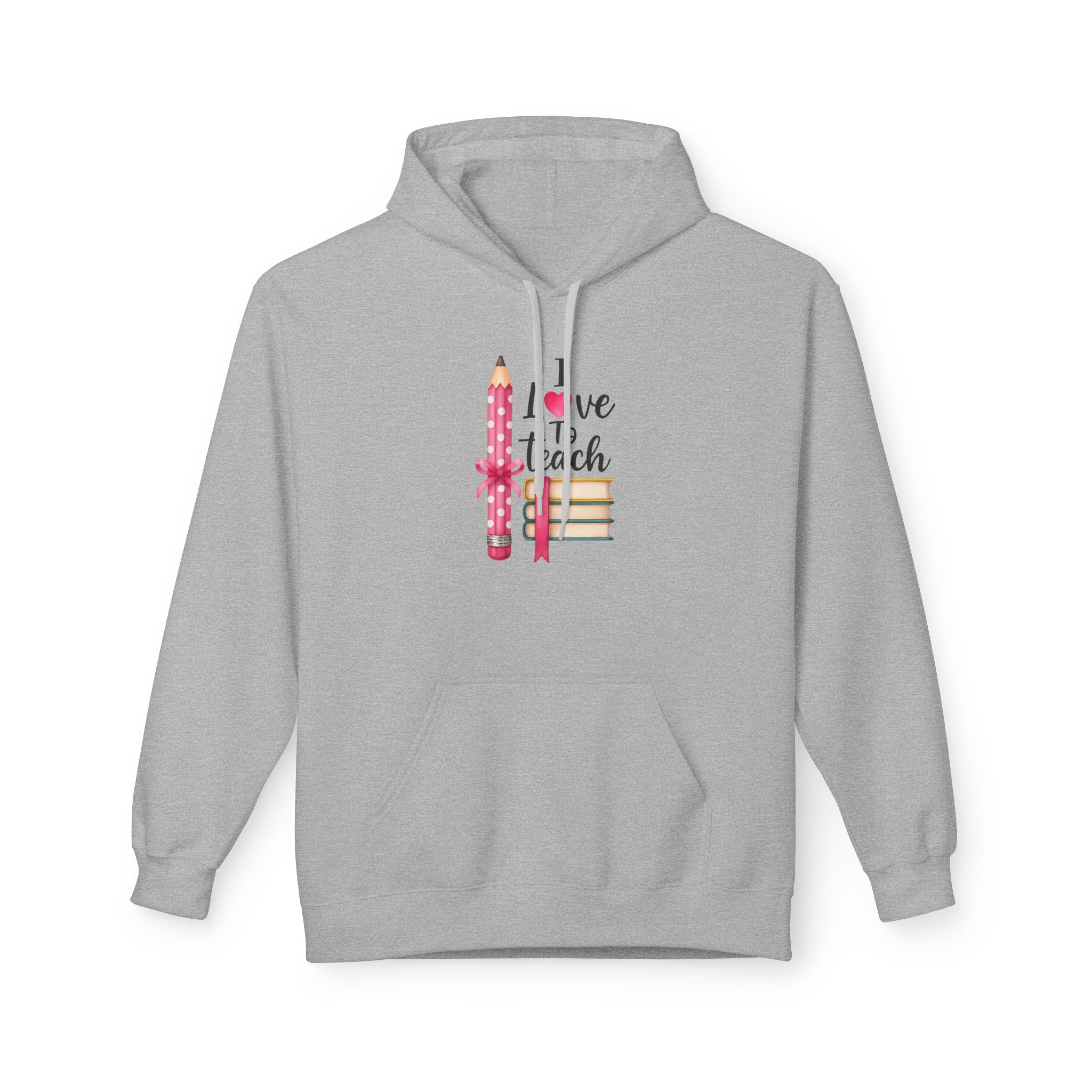 Teacher Love Hoodie — "I Love to Teach" Pencil & Books Crewneck