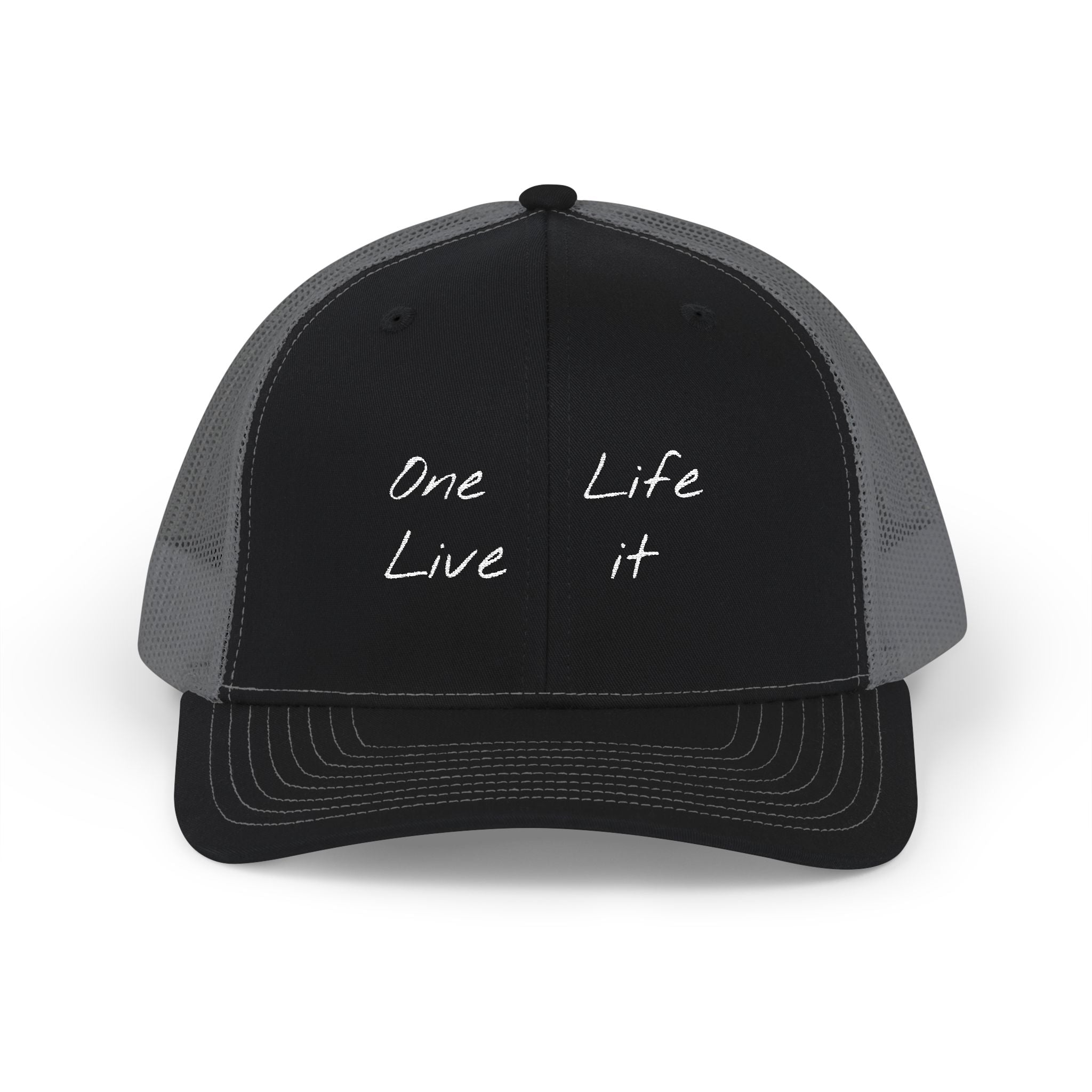 Trucker Cap – "One Life Live It" Embroidered Mesh Snapback
