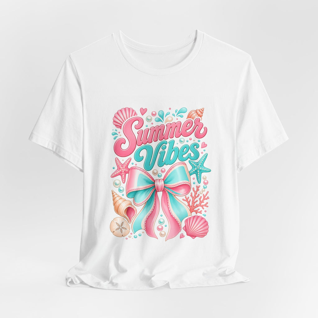 Summer Vibes Tee — Pastel Seashell Beach Graphic T-Shirt