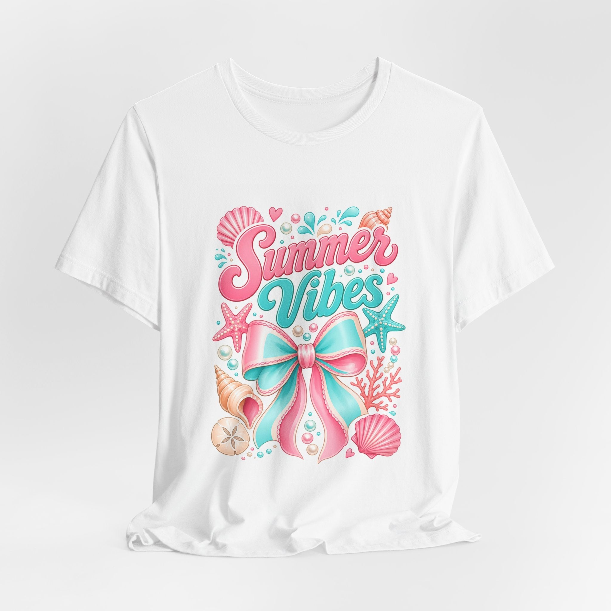 Summer Vibes Tee — Pastel Seashell Beach Graphic T-Shirt