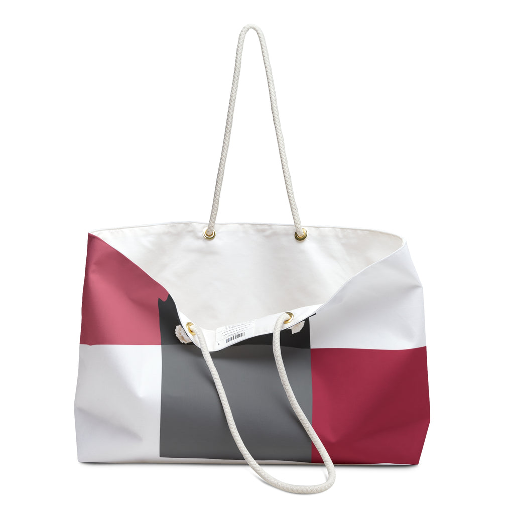Colorblock Weekender Bag – Chic Pink, Gray & White Travel Tote