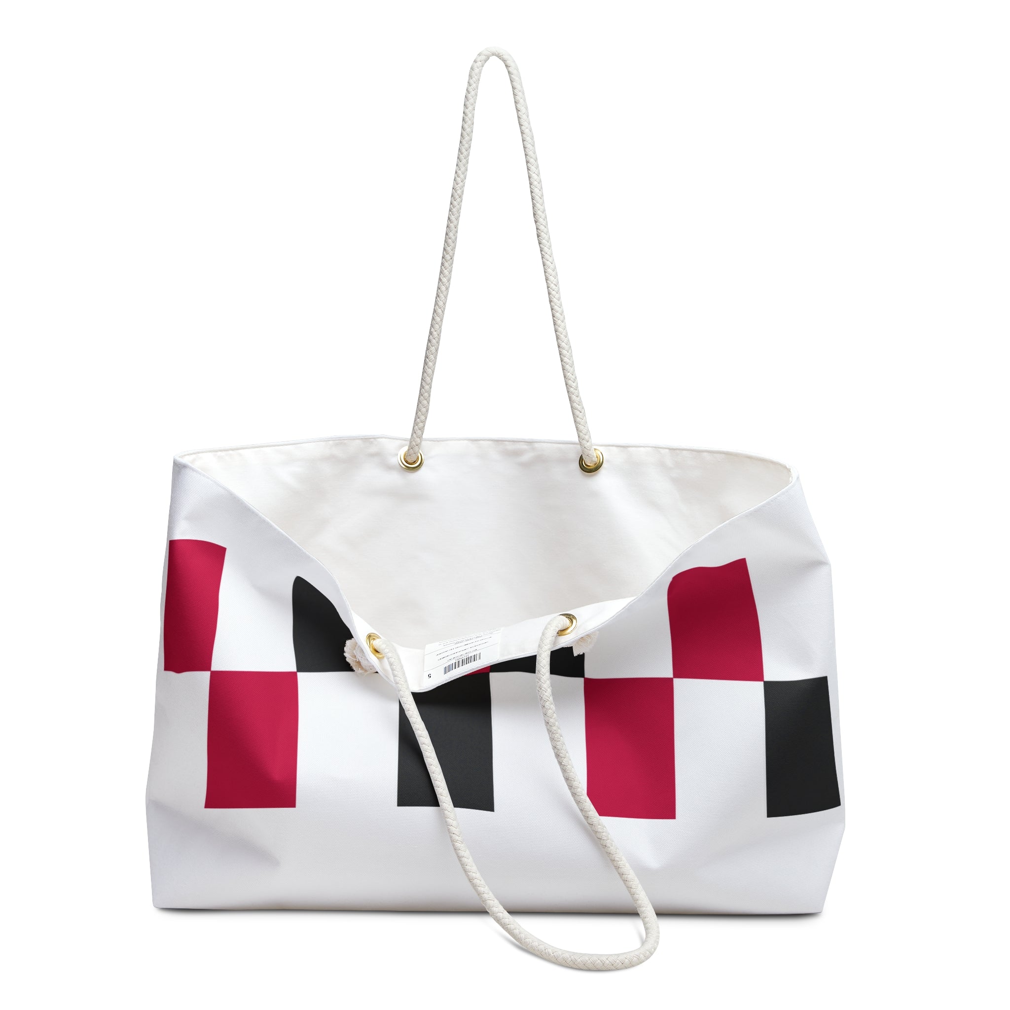 Checkerboard Weekender Bag – Red & Black Geometric Travel Tote