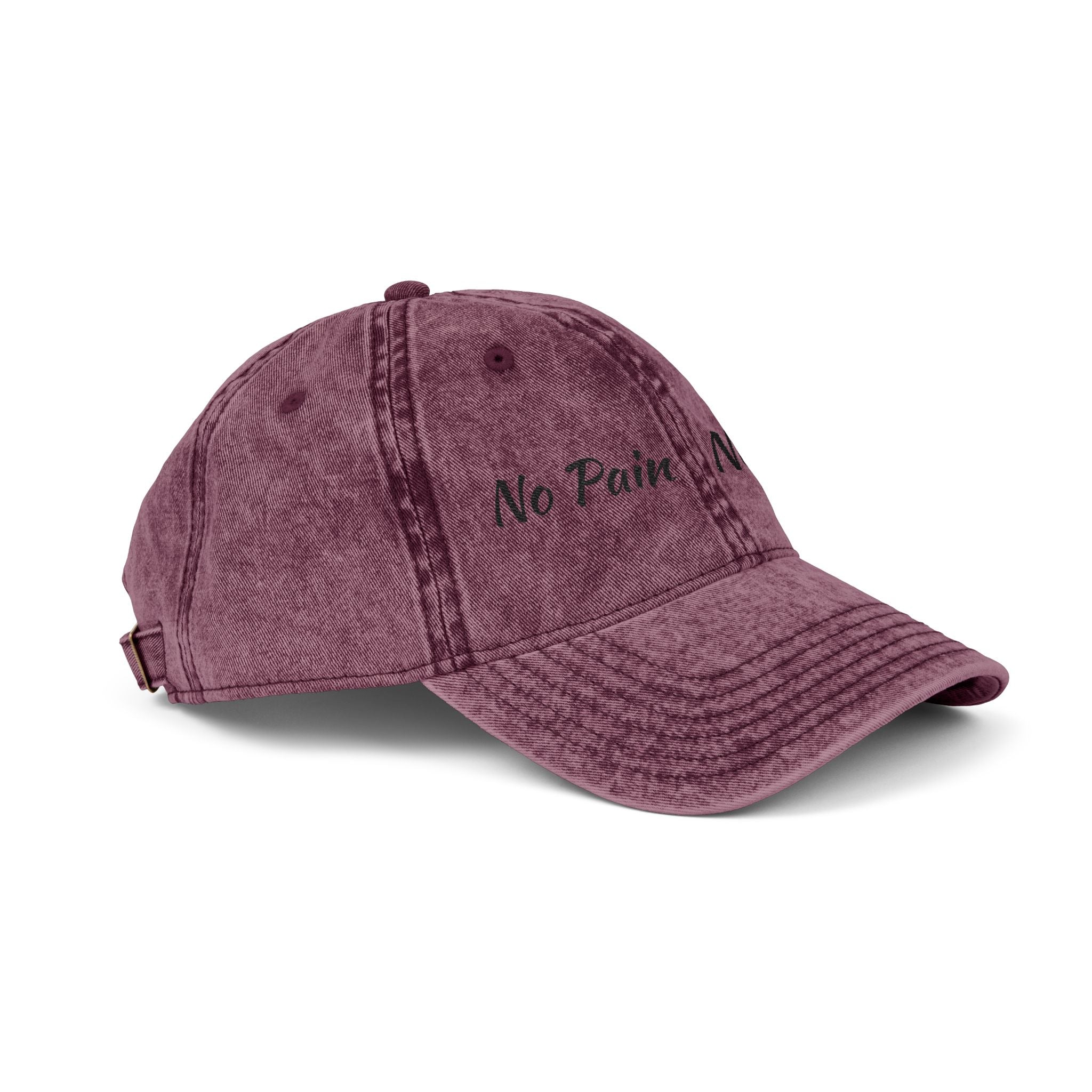 No Pain No Gain Embroidered Vintage Cap - Washed Red Dad Hat for Gym & Casual Wear