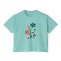 Floral Bouquet Women's Boxy Tee — Retro Colorful Wildflower Graphic
