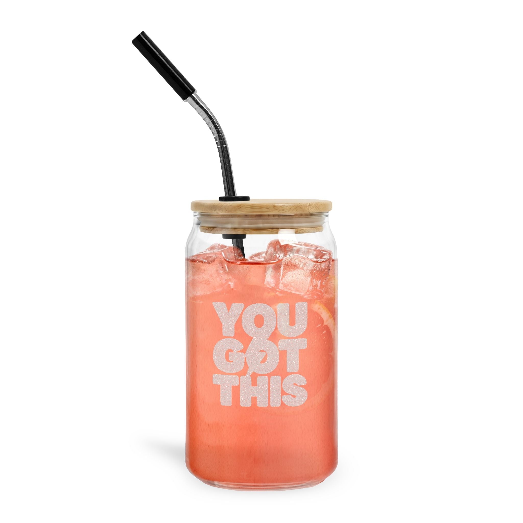 You Got This Engraved 16oz Can Glass with Bamboo Lid