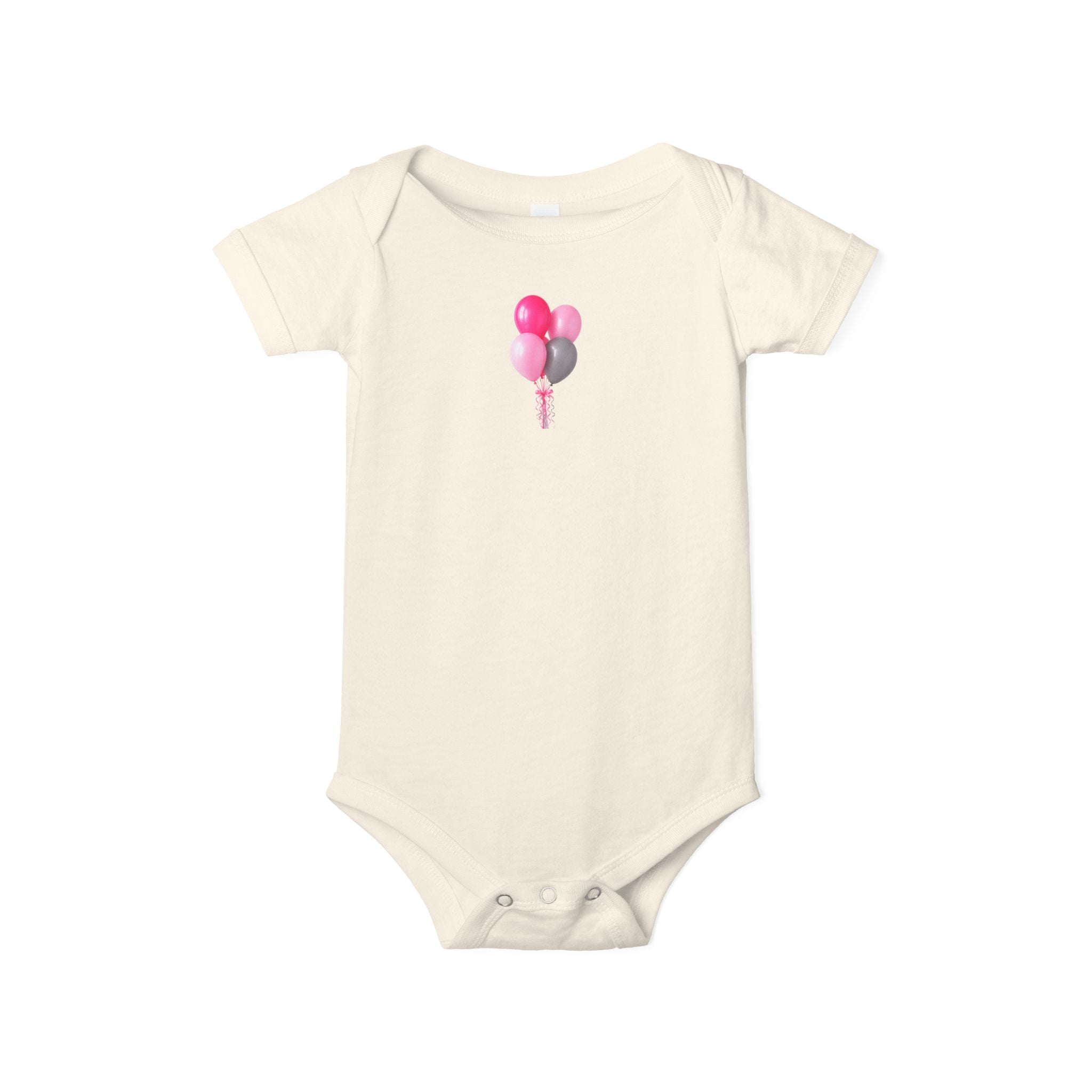 Infant Bodysuit with Pink & Gray Balloon Graphic – Newborn Baby One-Piece