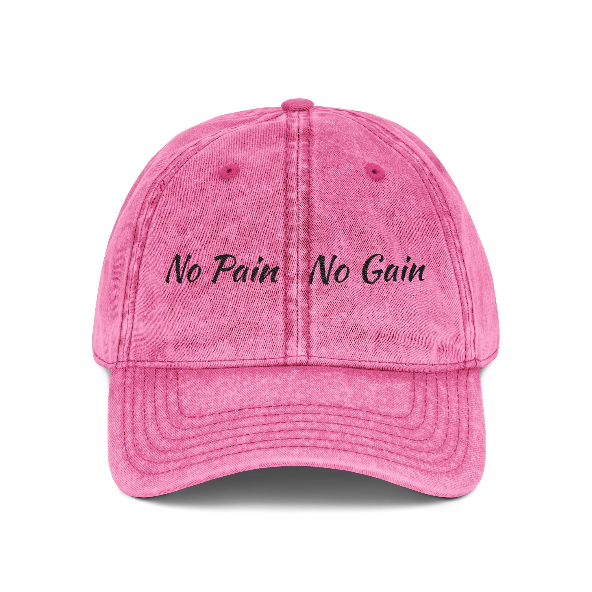 No Pain No Gain Embroidered Vintage Cap - Washed Red Dad Hat for Gym & Casual Wear