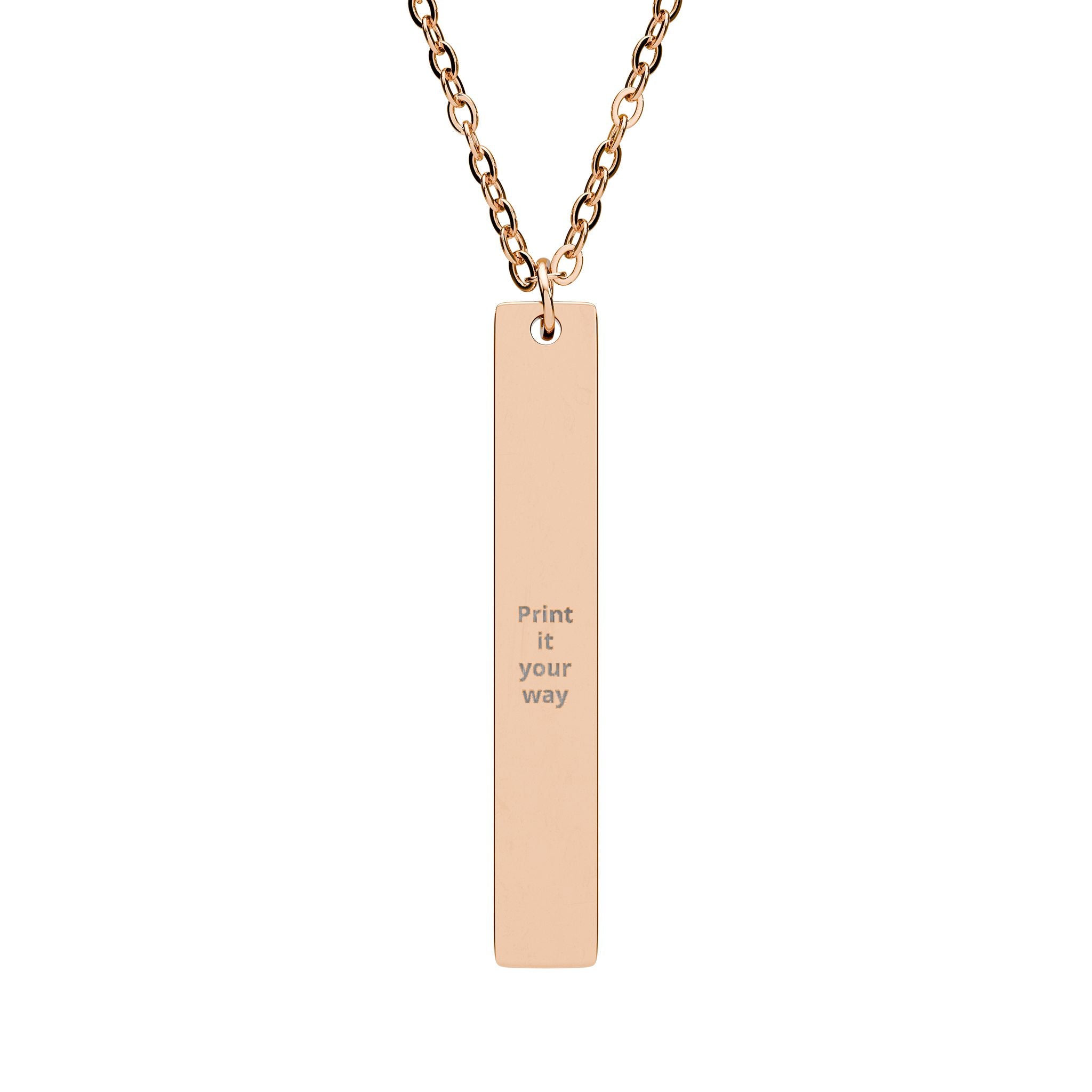 Engraveable Vertical Bar Necklace — Personalized Pendant (Custom Text Option)