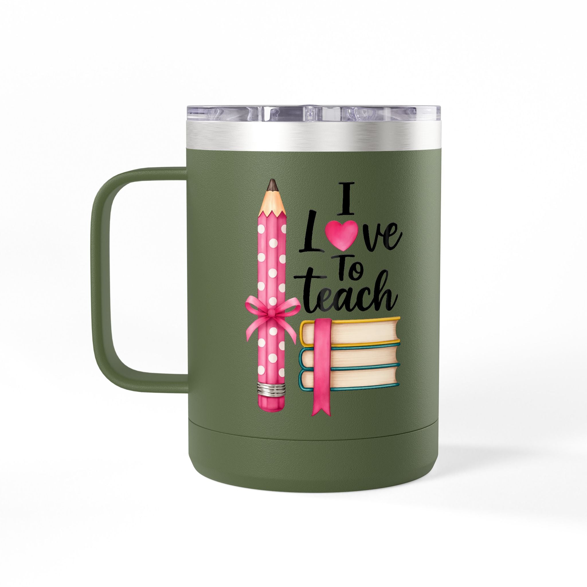 Stack of Books Coffee Tumbler – 'One More Chapter' 15oz Insulated Mug