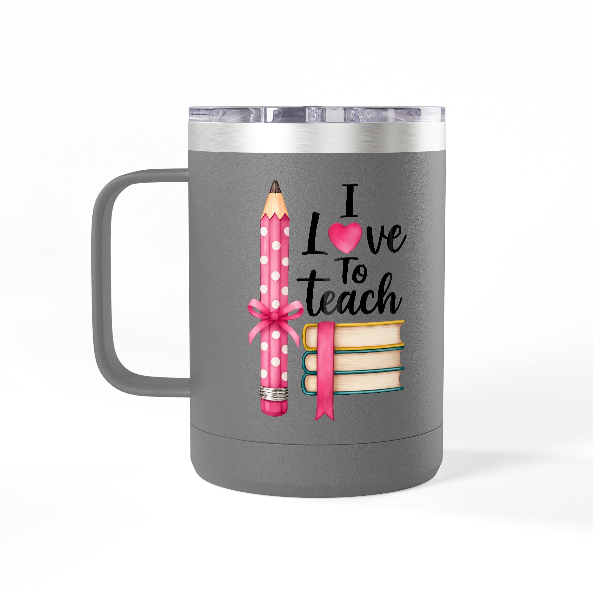 Stack of Books Coffee Tumbler – 'One More Chapter' 15oz Insulated Mug