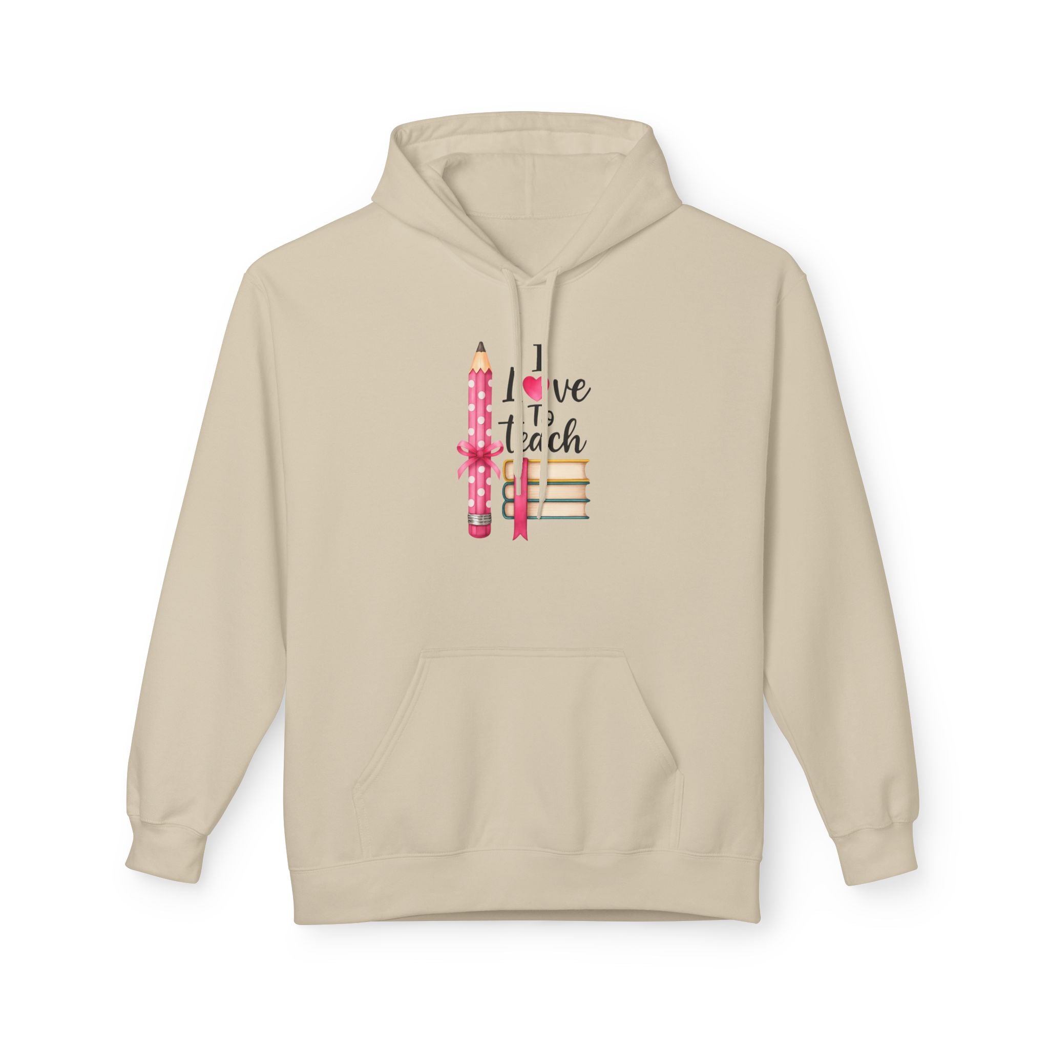 Teacher Love Hoodie — "I Love to Teach" Pencil & Books Crewneck