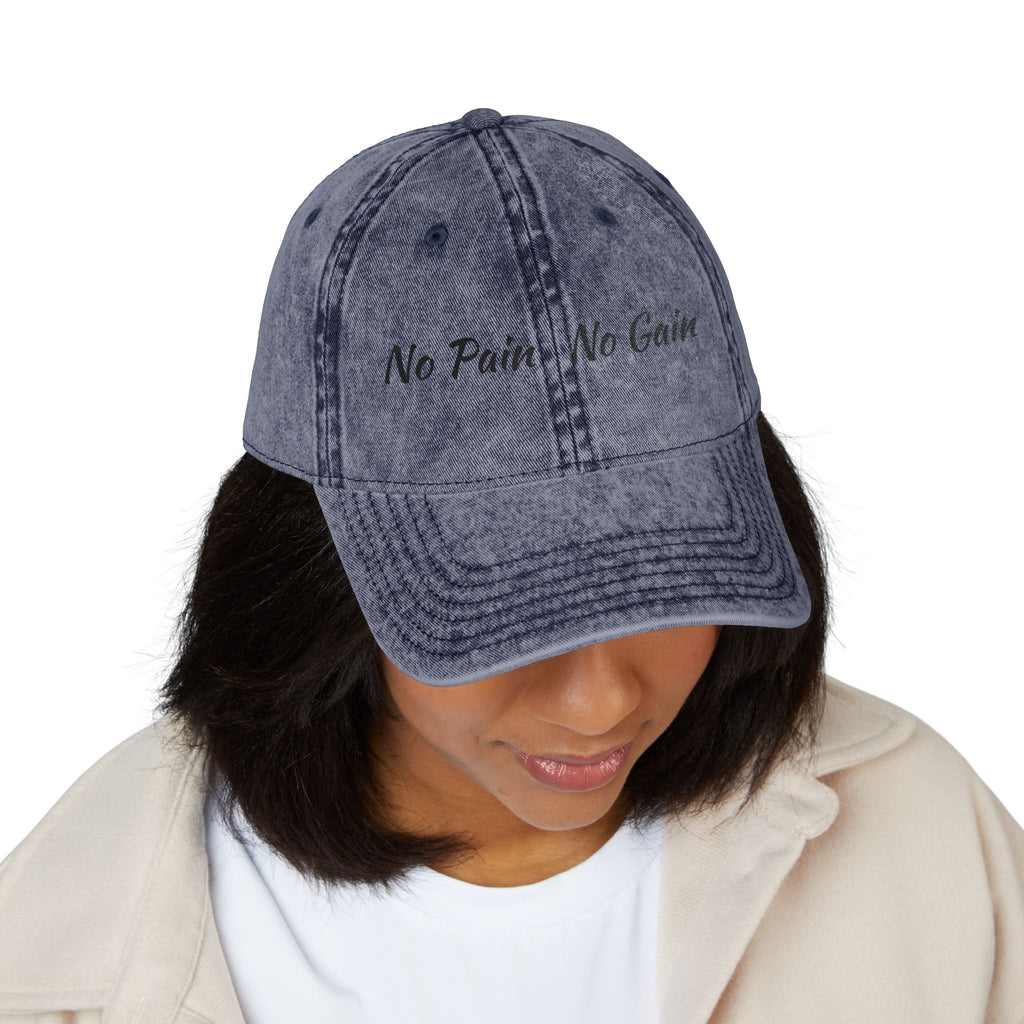 No Pain No Gain Embroidered Vintage Cap - Washed Red Dad Hat for Gym & Casual Wear