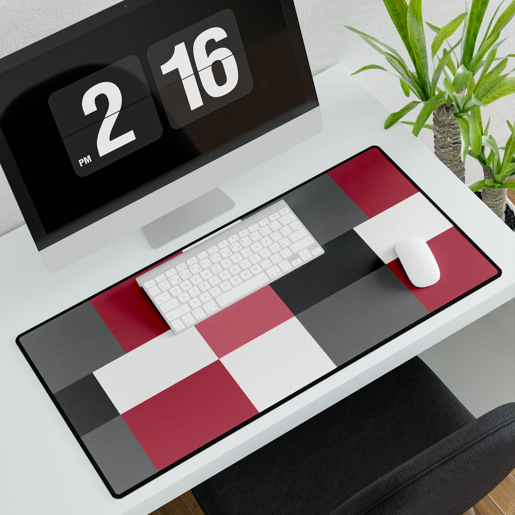 Large Pink, White & Gray Geometric Desk Mat — Large Gaming/Office Mousepad