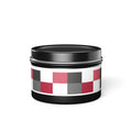 Checkerboard Tin Candle — Pink, raspberry, white & gray Geometric Scented Tin