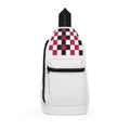 Checkerboard Accent Sling Bag – Red & Black Minimalist Crossbody