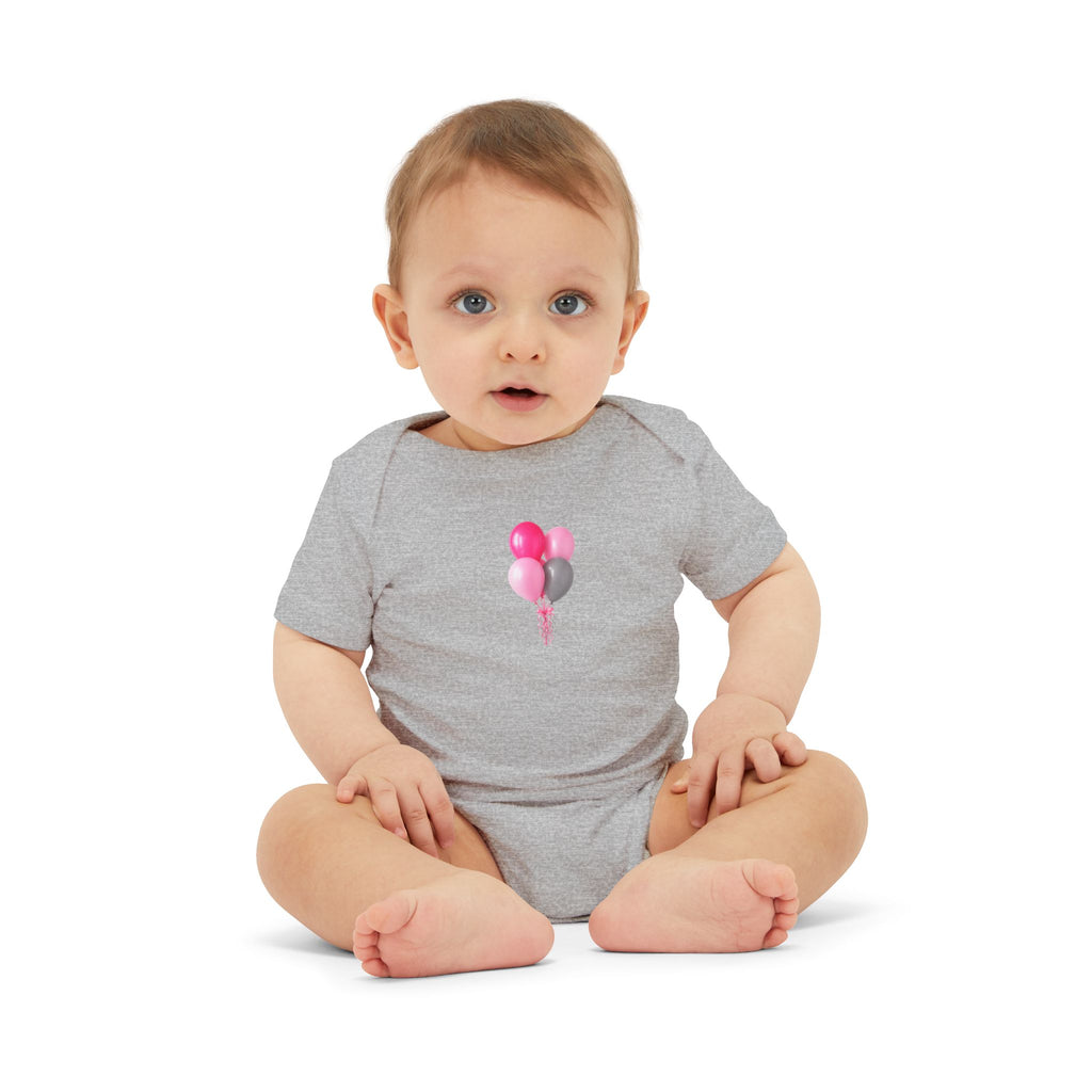 Infant Bodysuit with Pink & Gray Balloon Graphic – Newborn Baby One-Piece