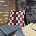 Checkerboard Outdoor Pillow — Red Black White Patio Cushion