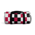 Checkerboard Duffel Bag — Red, White, Black, with flowers, Travel Gym Bag