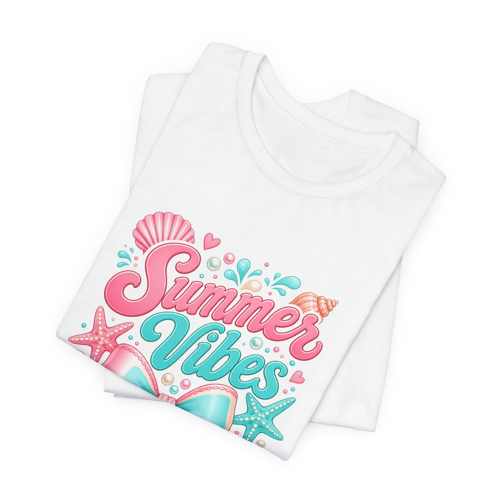 Summer Vibes Tee — Pastel Seashell Beach Graphic T-Shirt
