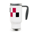 14oz Stainless Steel Travel Mug — Red & Black Checker Block Design with Handle