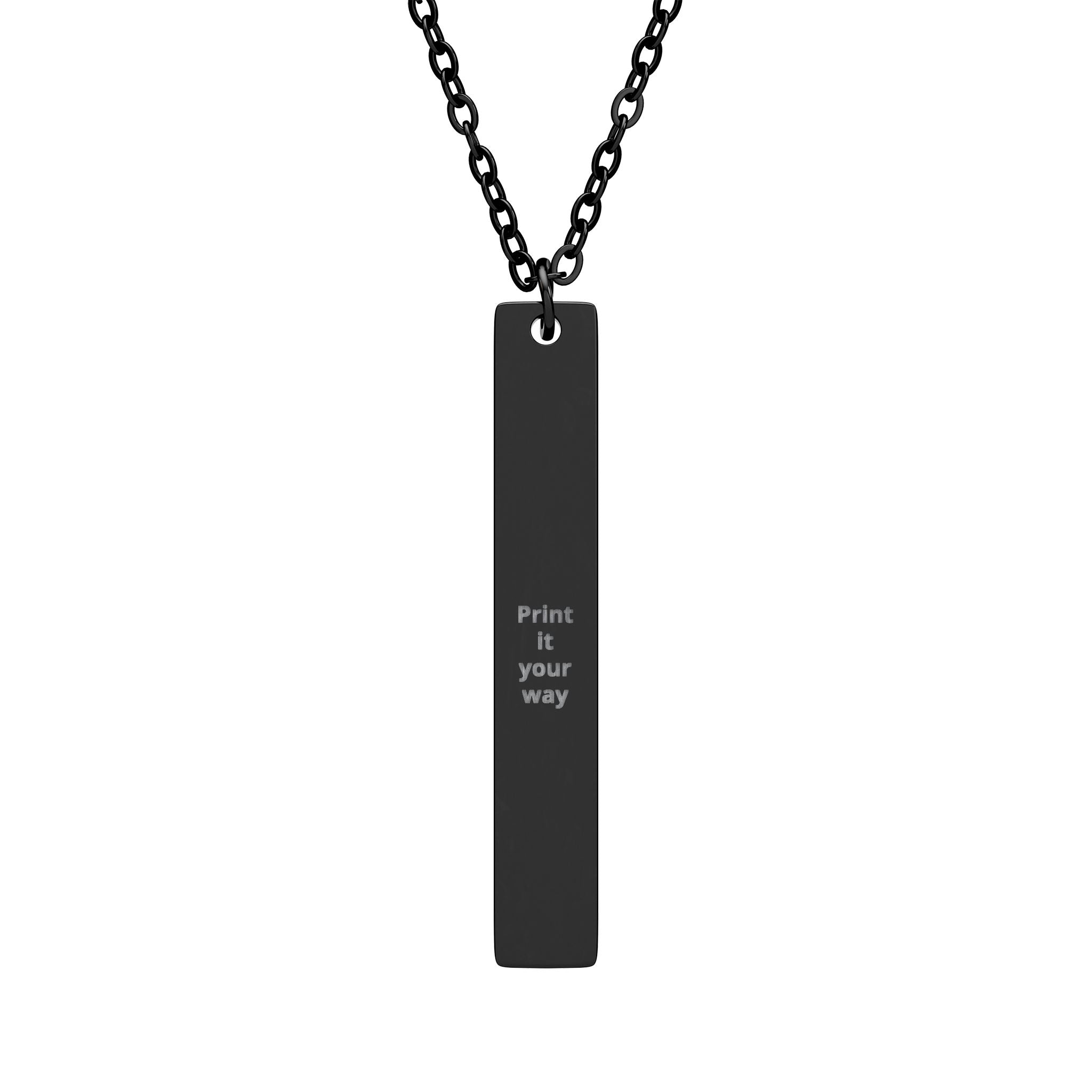 Engraved Vertical Bar Necklace — Personalized Minimalist Pendant (Custom Text Option)
