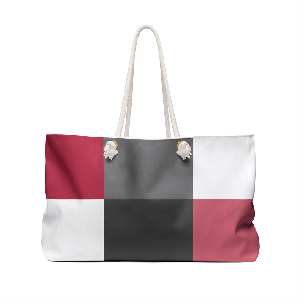 Colorblock Weekender Bag – Chic Pink, Gray & White Travel Tote