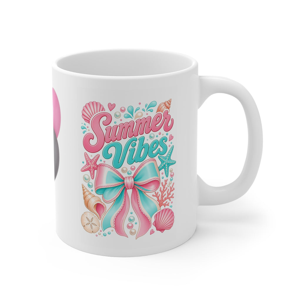 Birthday Floral Balloon Mug – Pink Party Flowers 11oz Ceramic Coffee Cup
