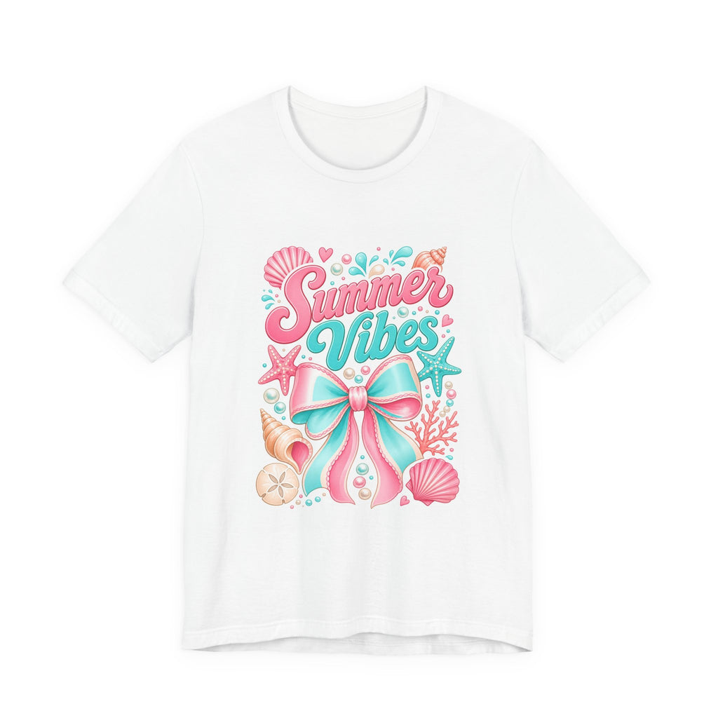 Summer Vibes Tee — Pastel Seashell Beach Graphic T-Shirt