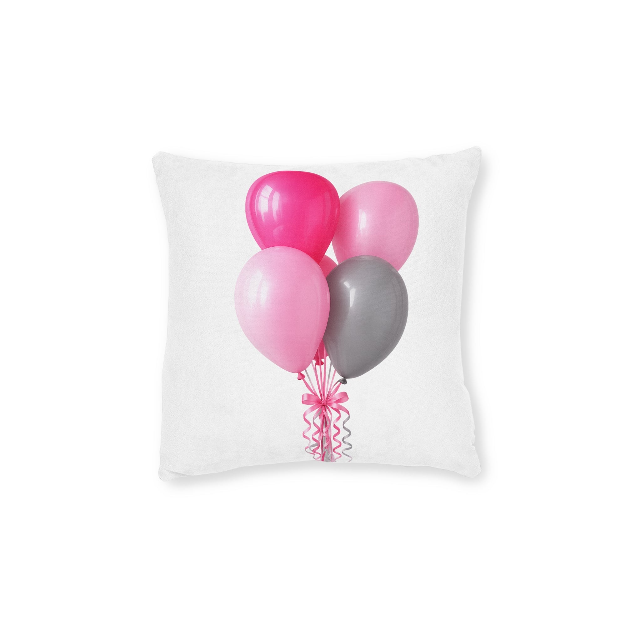 Balloon Bouquet Square Pillow – Pink & Gray Party Decorative Throw Pillow- double sided