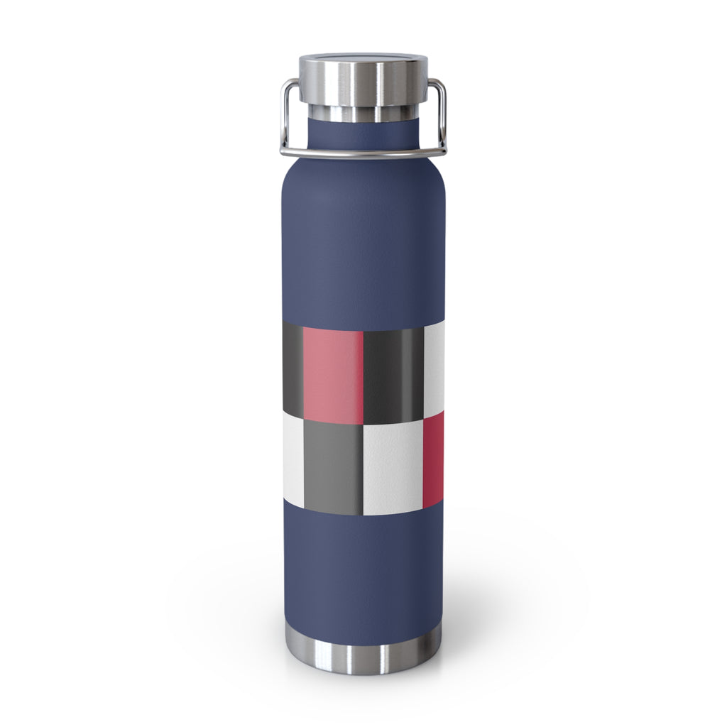 22oz Copper Vacuum Water Bottle — Modern Red & Black Geometric Design