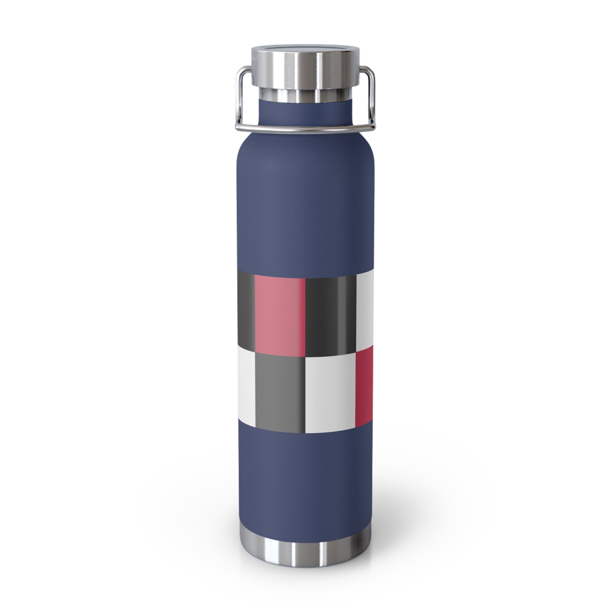 22oz Copper Vacuum Water Bottle — Modern Red & Black Geometric Design