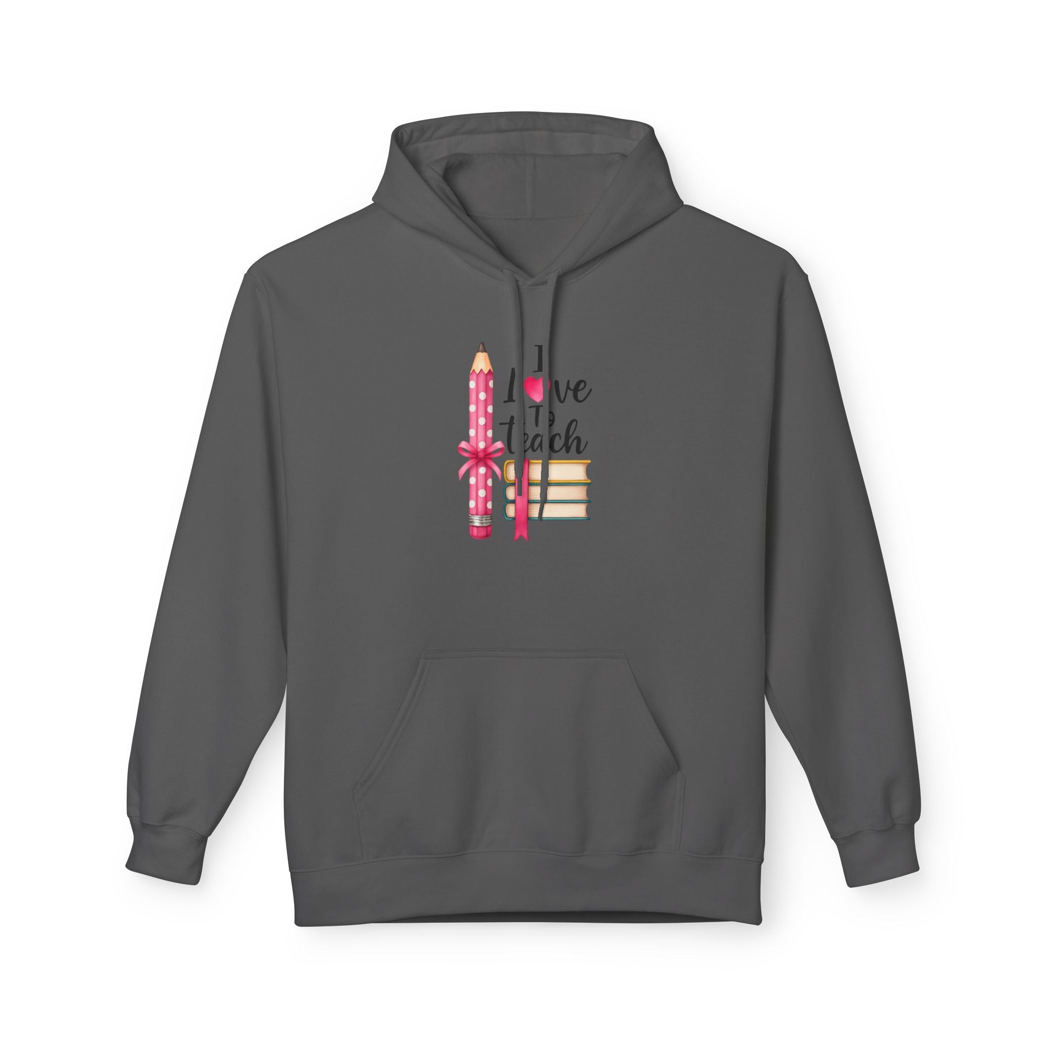 Teacher Love Hoodie — "I Love to Teach" Pencil & Books Crewneck
