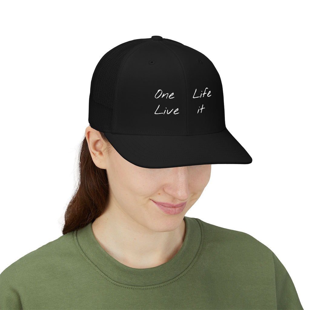 Trucker Cap – "One Life Live It" Embroidered Mesh Snapback