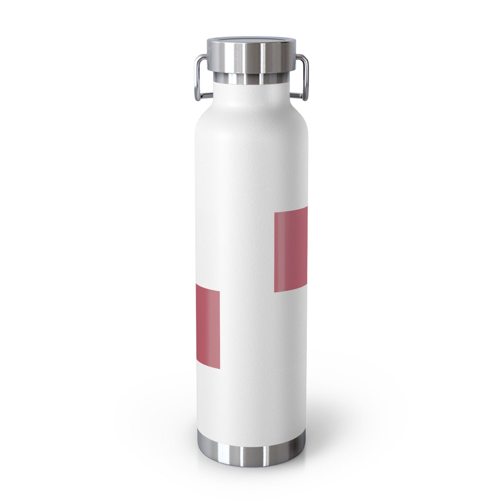 Insulated Copper Vacuum Bottle 22oz — Modern Pink White, Pink, & Gray Stripe