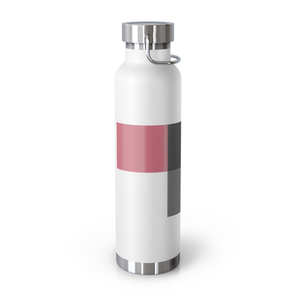 Insulated Copper Vacuum Bottle 22oz — Modern Pink White, Pink, & Gray Stripe