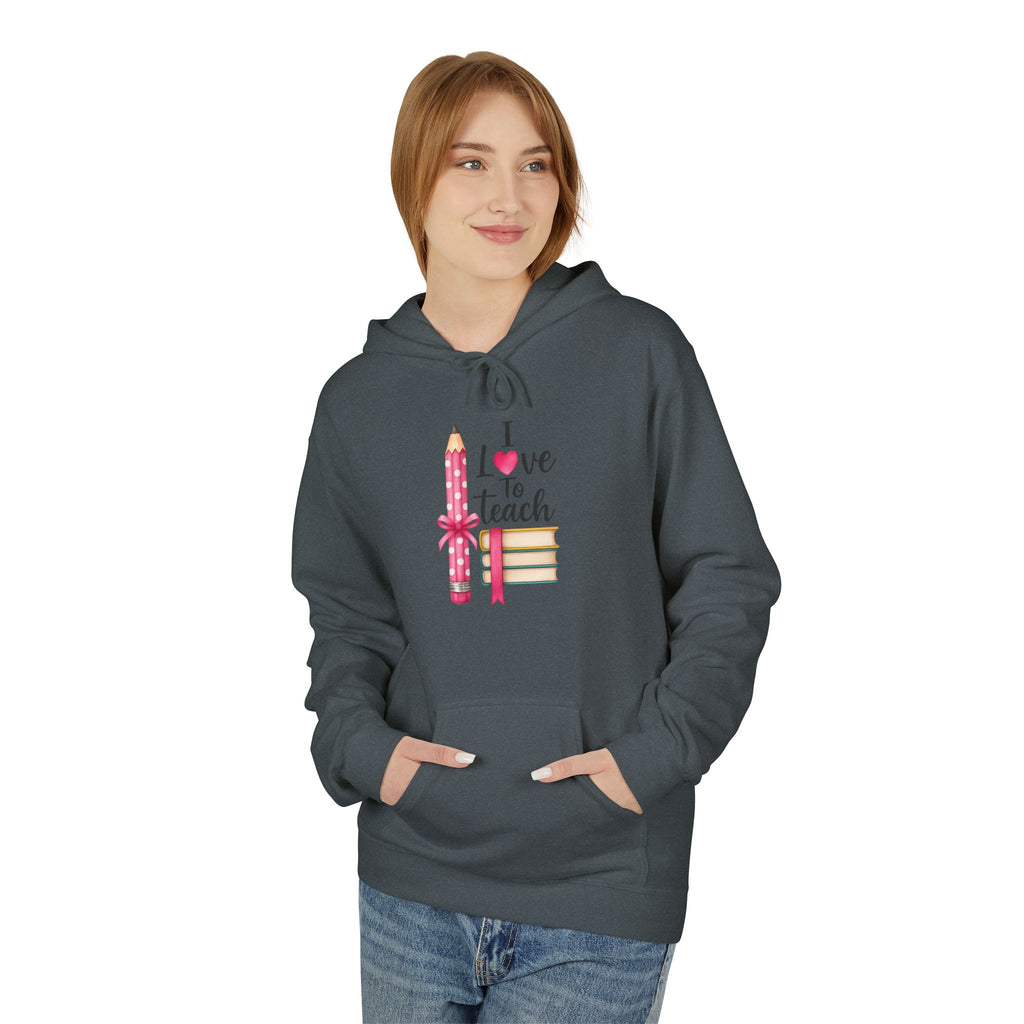 Teacher Love Hoodie — "I Love to Teach" Pencil & Books Crewneck