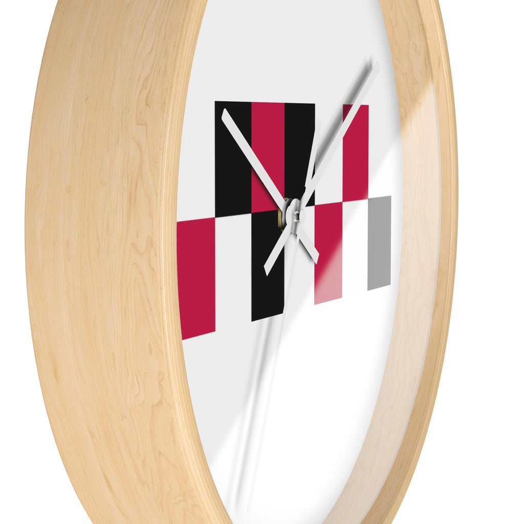 Modern Geometric Wall Clock — Red & Black Checker Minimalist Home Décor