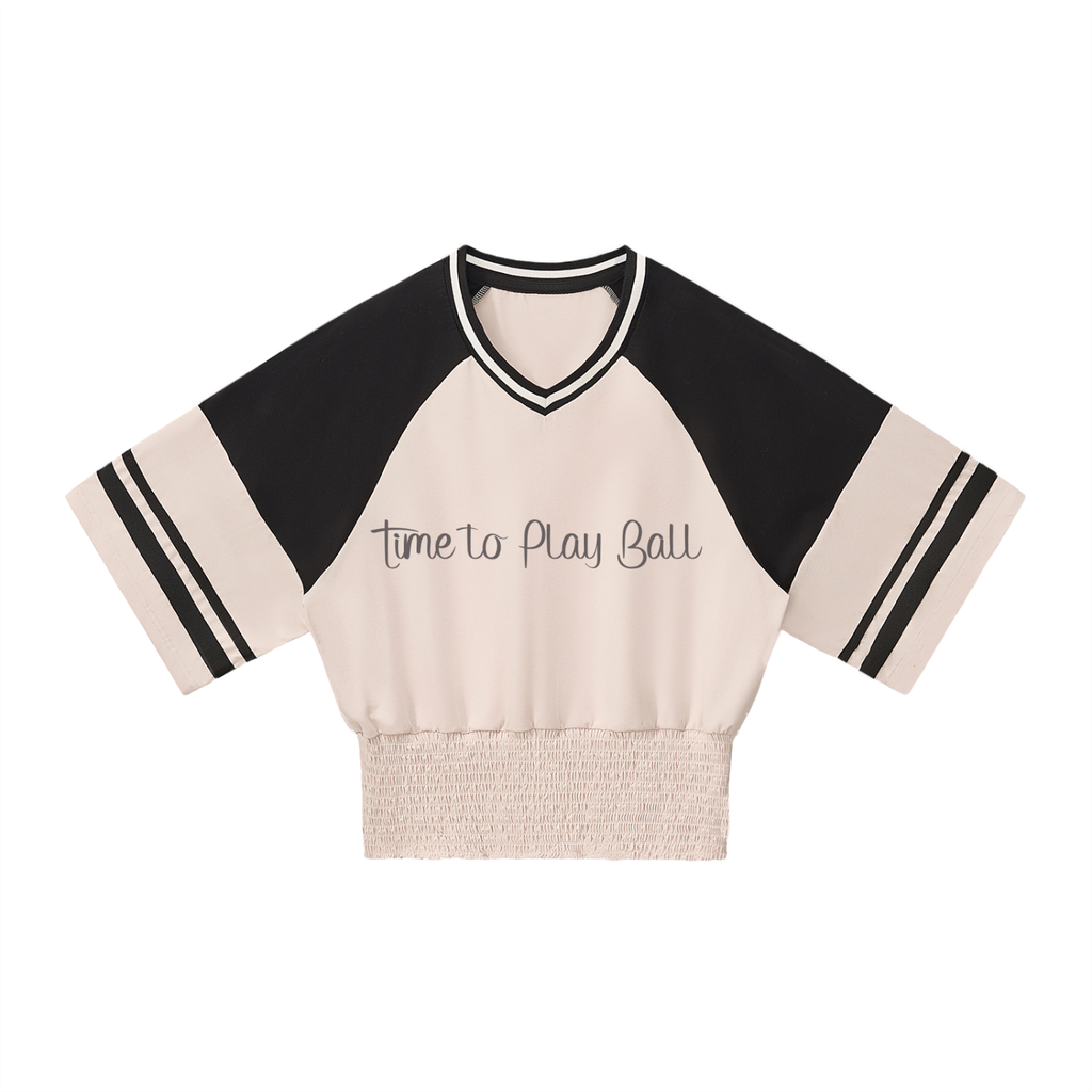 Time to play ball? Whose got the ball? Conversational shirt - Women's Color Block Ruched T-Shirt
