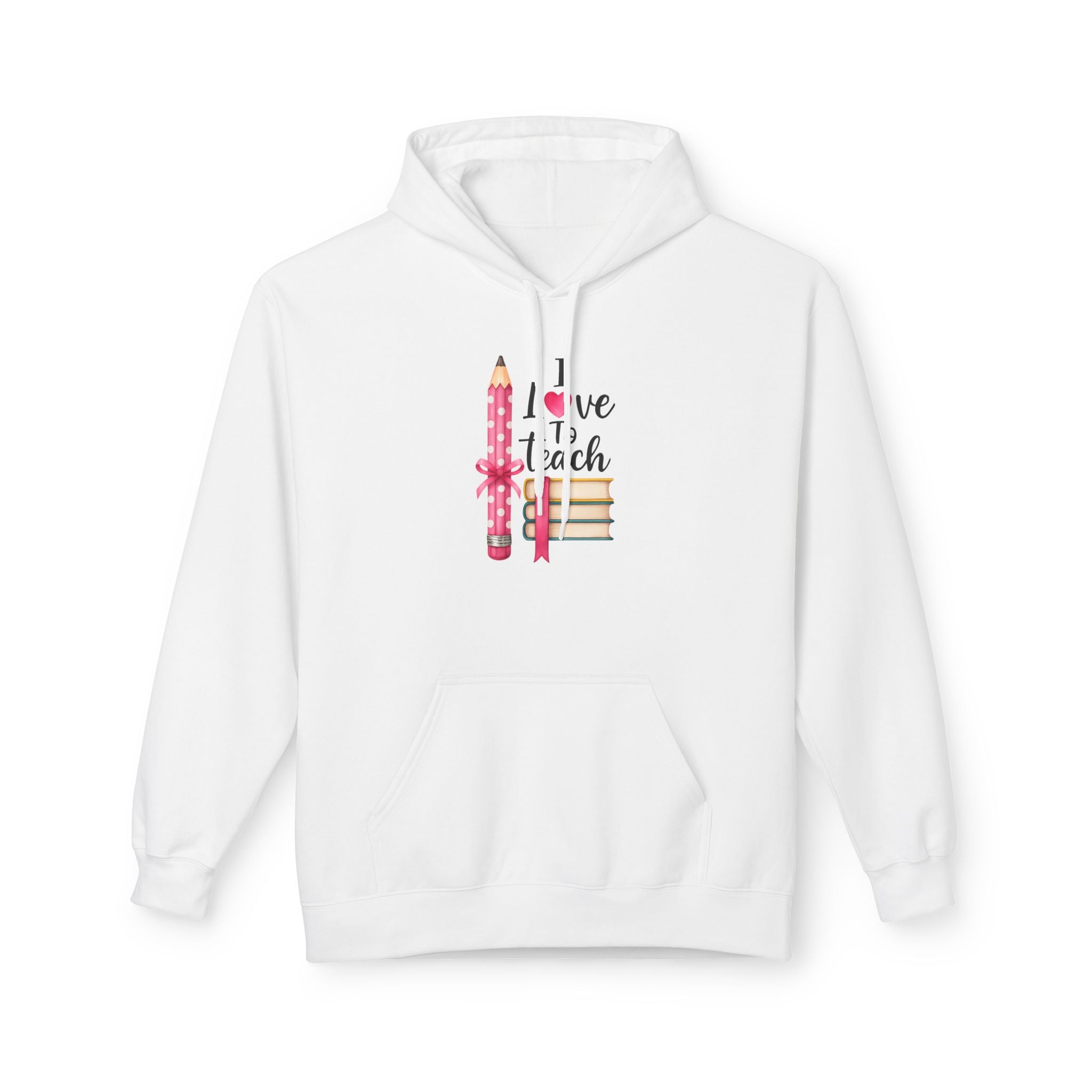 Teacher Love Hoodie — "I Love to Teach" Pencil & Books Crewneck