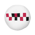 Round Tufted Floor Pillow — Modern Red, White, & Black Checker Accent