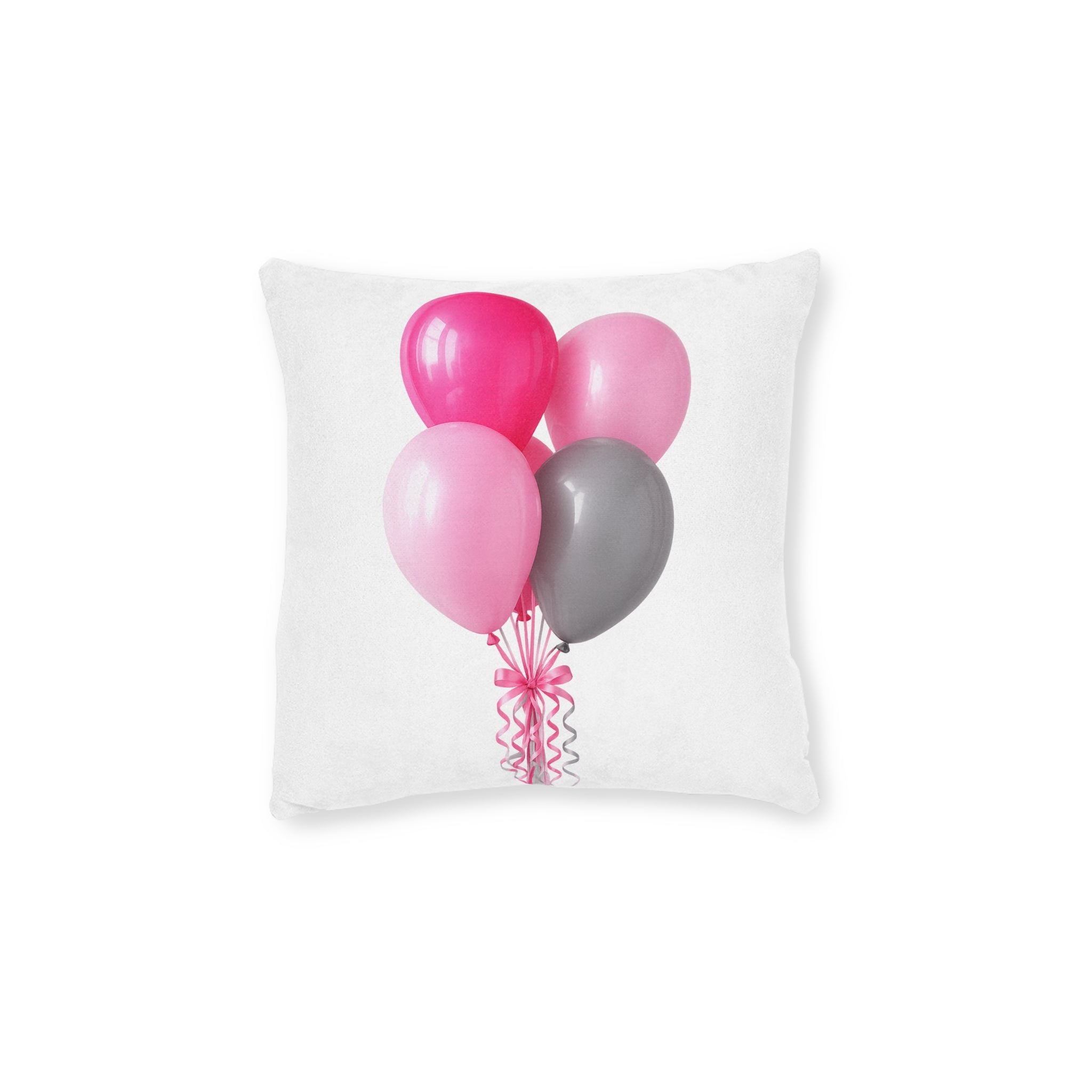 Balloon Bouquet Square Pillow – Pink & Gray Party Decorative Throw Pillow- double sided
