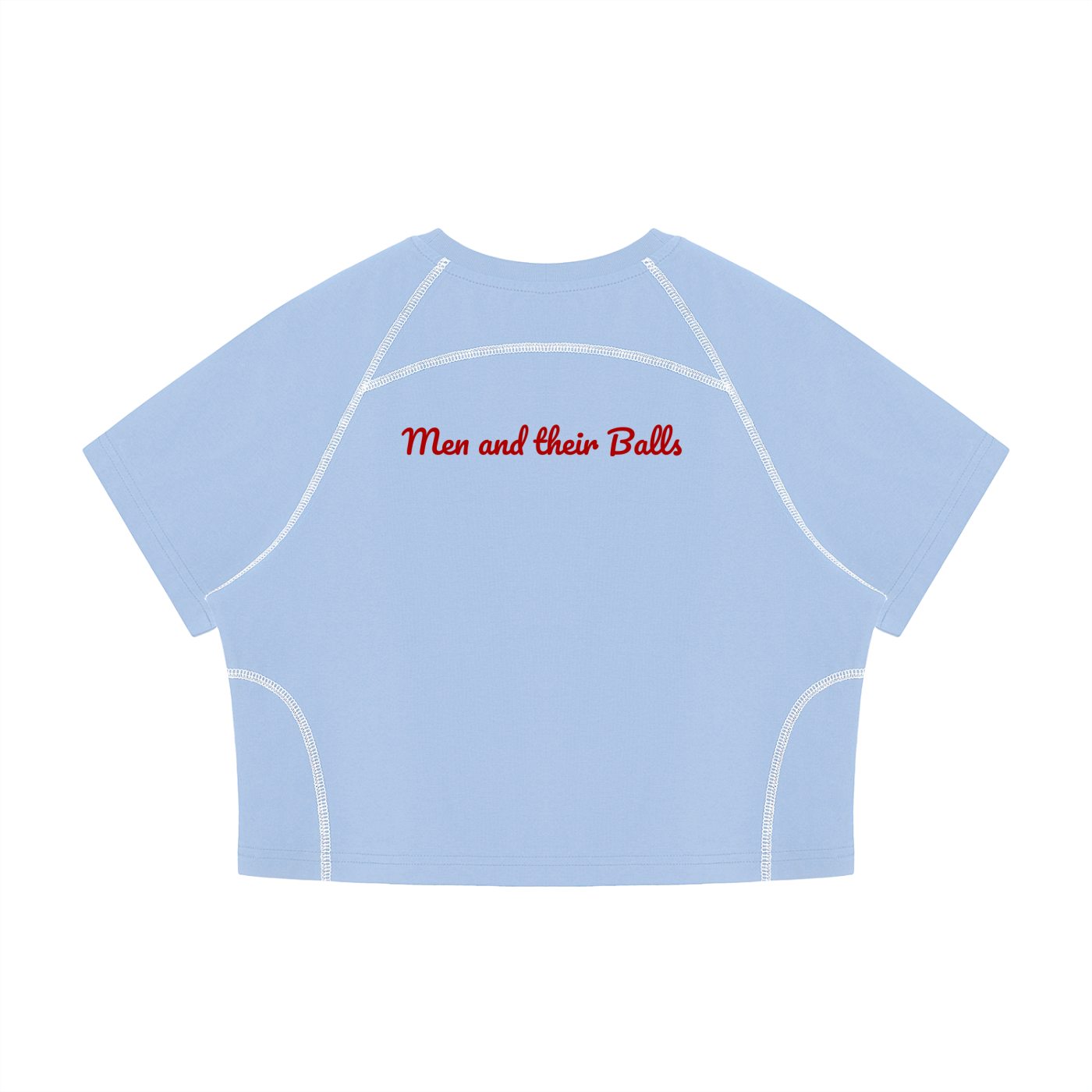 BALLS  BALLS  BALLS,  Men and their Balls - Conversation starter on game day - Women's Contrast Stitch Raglan Crop T-Shirt